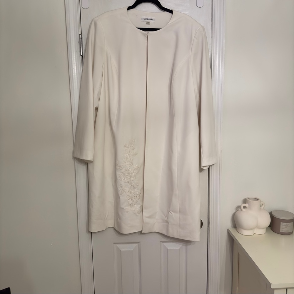 Calvin Klein Long-Line Embroidered Coat